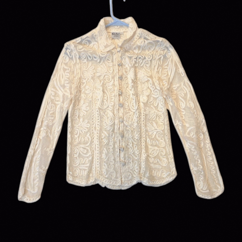 Elegant Cream Lace Women's Blouse